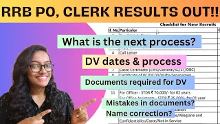 RRB PO CLERK Results OUT! What's the next step? Documents required for DV