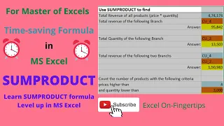 Sumproduct Formula in Hindi | Uses of Sumproduct | Advanced Excel Tricks @Excel On-Fingertips