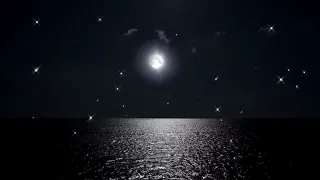 Sleep Sounds With Ocean Sounds – Relaxing Blue Screen Scene – Ocean and Full Moon