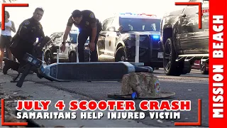 July 4 Scooter Crash, Good Samaritans help seriously injured victim | Mission Beach | 20230704 (4K)