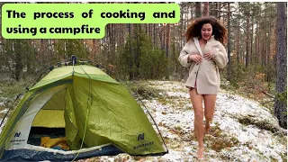 The process of cooking and using a campfire by yourself when camping alone