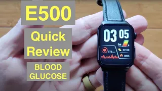 E500 Apple Watch Shape IP68 Live ECG+HR/BP/HRV/Glucose/BodyTemp/SpO2 Smartwatch: Quick Overview