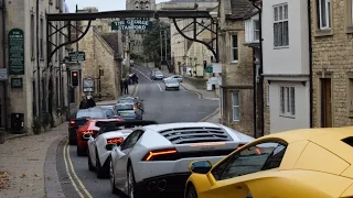 2X Lamborghini Aventador, Huracan & LP560 Spyder REV OFF in small town!!