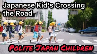 Japanese Elementary School Kids when crossing the crosswalk - Polite Japanese children bow