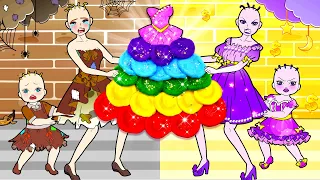 Oh! Who Can Win The Rainbow Dress?🔥🔥🔥 - Rich Family or Poor Family - DIY Arts & Paper Crafts