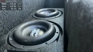 DC Audio M4 8” 135db@30hz in a 2net Box….Breaking In!! 140db Bound!!