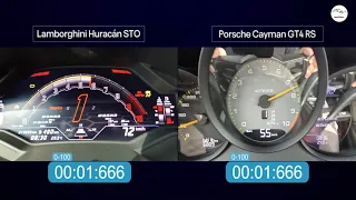 Lamborghini Huracàn STO ( 640 Hp ) vs Porsche Cayman GT4 RS ( 500 Hp ) Acceleration 0-200 Km/h!!!!!!