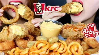 ASMR CHEESY FRIED FOOD FEAST (KFC FRIED CHICKEN + ARBY'S + TURNOVERS) 리얼사운드 먹방 | Kim&Liz ASMR