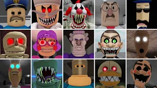 New Roblox Jumpscares in all PlatinumFalls Scary Obby Barry,Grumpy,Miss Ani-Tron,School Breakout