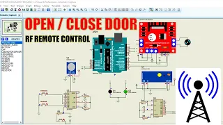 how to make Rf remote control door open and close using arduino in proteus.