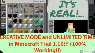 How To Get CREATIVE MODE and UNLIMITED TIME in Minecraft Trial 1.16!! | 100% Working!! (It's REAL!)!