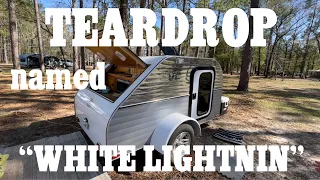 Tour of a Teardrop Trailer named White Lightnin!!!  Fulltime RV Living Camping Boondocking Nomad!!!!