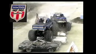 BIGFOOT VS. BEAR FOOT! USHRA ON ESPN! 1988 BATTLE OF MONSTER TRUCKS! NEW ORLEANS SUPERDOME!