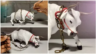 Clay Sculpting : Clay Bull sculpture Making From Polymer clay | Clay Cow | Clay Animals | Cow Clay