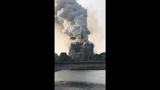 Notre dame cathedral in paris. Fire