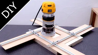 Adjustable router jig for square holes or recesses