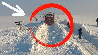 Epic Snow Plow Train vs Deep Snow - Extremely Close Crash - Train Snow Blower in Action