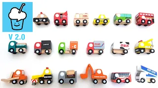 Wooden Vehicles Cars ver 2 collection taxi police car  fire engine ambulance