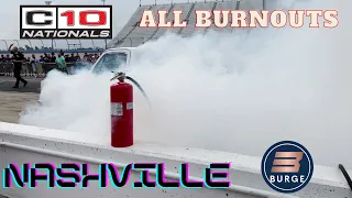 Burnout Contest Day 2 Nashville C10 Nationals 2021. I promise there is a Squarebody C10 in there.