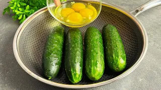 Eggs and cucumbers! Quick and delicious breakfast in 10 minutes! Secret recipe!