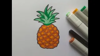 Как нарисовать ананас. Уроки рисования для детей 3-7 лет