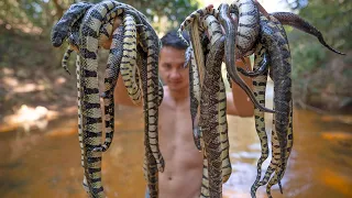 Amazing Video Cooking - Fried Water Snake Recipe Eating Delicious in Forest