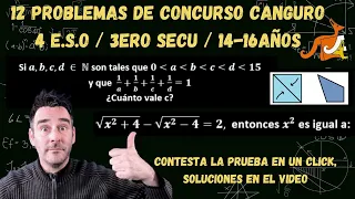 12 ejercicios prueba canguro 2020, España, 4 E.S.O. (2ndo-3ero secundaria - 14/16 años)