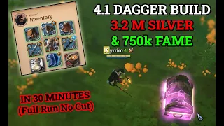 3.2M Profit Wtih 4.1 Dagger In Less than 30 Min // Full Run // Solo Static Dungeon Albion Online