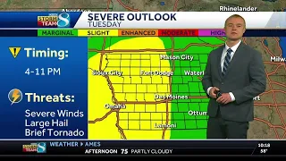 Iowa weather: Potential for another round of severe storms Tuesday