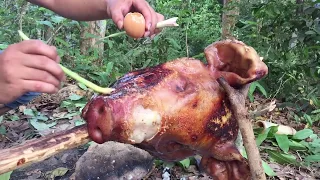 How to make Pig BBQ - grilled pig eating delicious