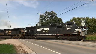 Norfolk Southern Duo Leads A490 Through Byron (with Bessemer & Lake Erie Shovers)