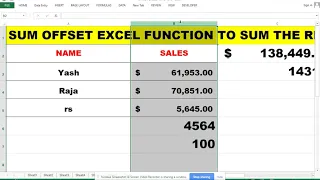 SUM OFFSET EXCEL FUNCTION |SUM DYNAMIC UPDATE RECORDS VIA OFFSET