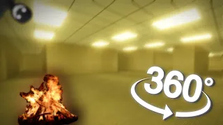 360º VR | RELAXING in THE BACKROOMS | Cozy Campfire