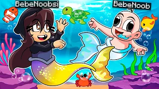 ¡NOS CONVERTIMOS EN SIRENAS! 🐠😱BEBENOOBSI Y BEBENOOB SE CONVIERTEN EN SIRENAS MINECRAFT