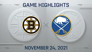 NHL Highlights | Bruins vs. Sabres - Nov. 24, 2021
