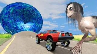 Epic Escape From Momo | Car VS Portal Trap & Momo | BeamNG.Drive