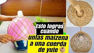 💡 Como hacer una Lampara con YUTE:🎈💸 Decora y Gana Dinero / Manualidades con Yute y Globo