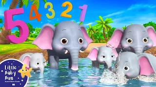 5 Elephants Having A Wash | Nursery Rhymes & Kids Songs - ABCs and 123s | Learn with Little Baby Bum