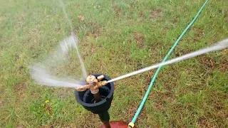 Rain Bird 51 dual nozzle sprinkler running from repaired well hydrant