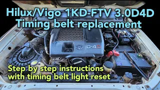 Timing belt replacement for Toyota Hilux 1KD-FTV 3.0D4D| reset timing belt light