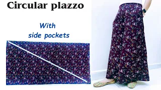 Culottes Pants/ Plazzo Skirt Pants tutorial with pockets cutting and stitching / fab stitch #fashion