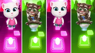 Talking Angela VS My Talking Tom VS Tiles Hop EDM Rush music Games video 2022