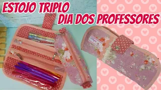 Como Fazer Estojo com Plástico Cristal Fácil e Rápido de Costura Iniciante - Dia dos Professores