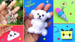 DIY : How to make Keychains at home| Best out of waste| 5 Cute & Easy Keyring Ideas