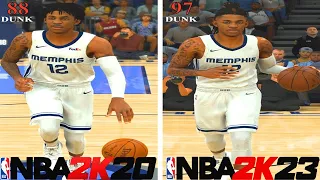 Poster with Ja Morant in Every NBA 2K (2K20 - 2K23)