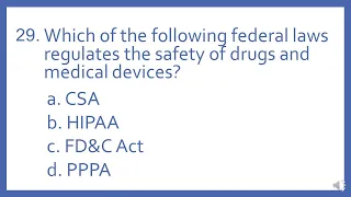 PTCB PTCE Practice Test Question 29 - Federal Law Drug Safety (Pharmacy Technician CPhT Test Prep)