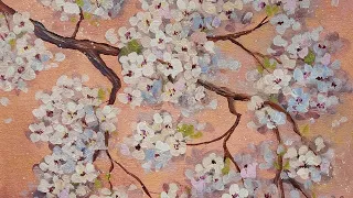 Pantone "Peach Fuzz" Floral Branches - Acrylic Painting LIVE Tutorial