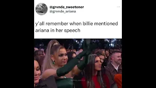 Billie Eilish mentioning Ariana in her grammy speech