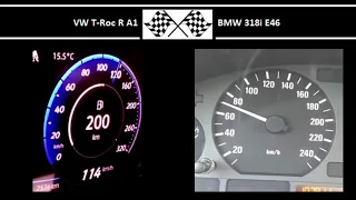 VW T-Roc R A1 VS. BMW 318i E46 - Acceleration 0-100km/h