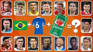 (FULL 99) Guess the SONG, favorite DRINK, JERSEY Number and Flag of football player | Ronaldo, Messi